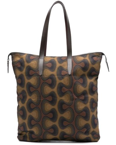 Dries Van Noten '70 Print Tote Bag Khaki In Cotton - Black