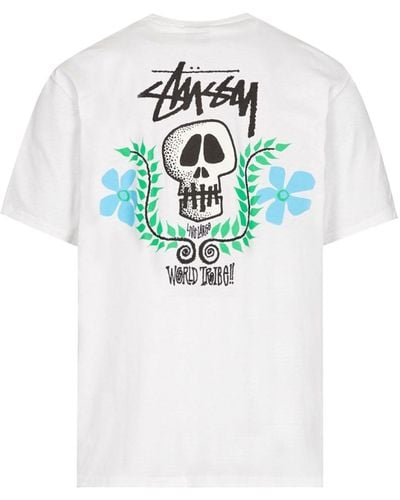Stussy Skull Crest T-shirt White In Cotton