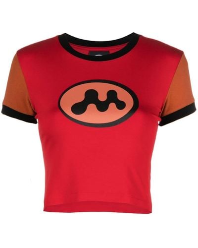 Mowalola Cropped Logo-print T-shirt - Red