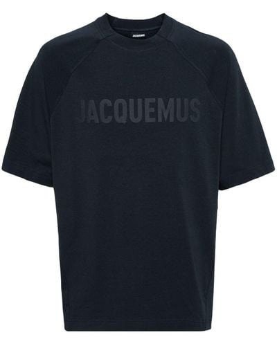 Jacquemus Le T-shirt Typo T-shirt Dark Navy In Cotton - Blue