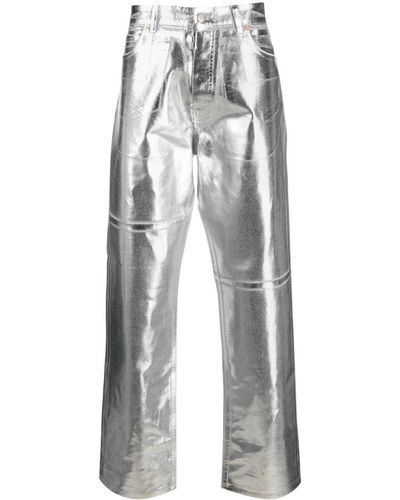 MM6 by Maison Martin Margiela Panelled Metallic Straight-leg Jeans - Grey