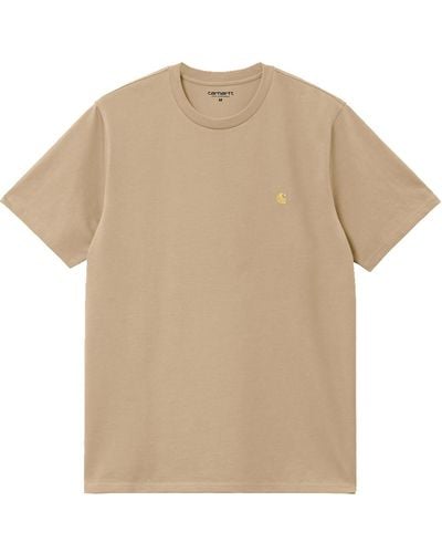 Carhartt S/s Chase T-shirt Men Sand In Cotton - Natural