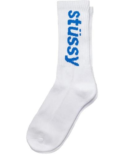 Stussy Helvetica Jacquard Socks White In Cotton