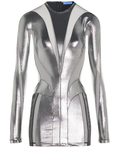 Mugler Body Shaping Illusion Dress Silver - Grey