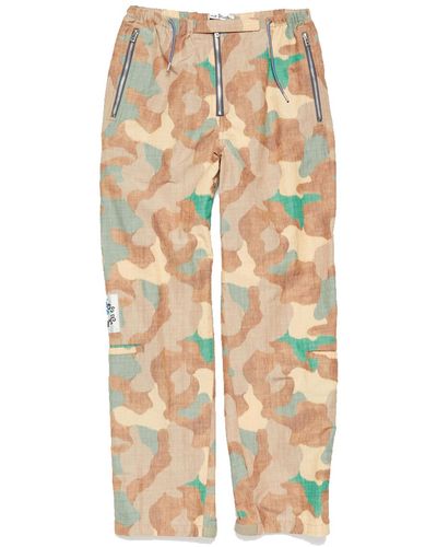 Acne Studios Printed Trousers Multi In Cotton - Natural