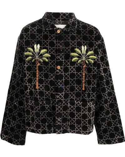 STORY mfg. Palm Tree-print Shirt Jacket - Black