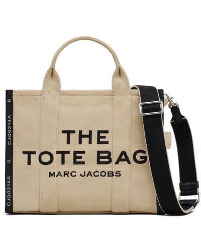 Marc Jacobs The Medium Tote Bag Beige In Cotton - Metallic