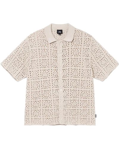 Stussy Crochet Shirt Natural In Cotton - Multicolour
