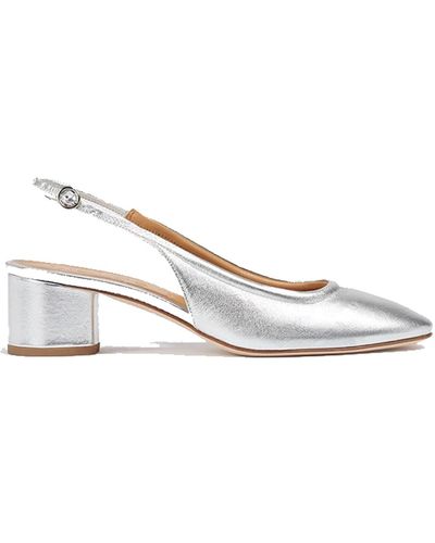 Aeyde Romy Singback Court Shoes Silver In Leather - White