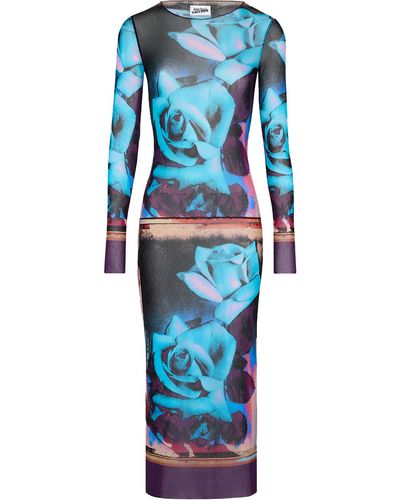 Jean Paul Gaultier Roses Dress Multicolour In Nylon - Blue