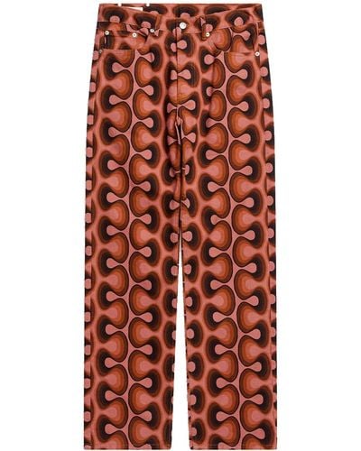 Dries Van Noten Printed Jeans Multicolour In Cotton - Red