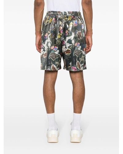 Acne Studios Graphic Print Bermuda Shorts Men Multi In Polyester - Multicolour