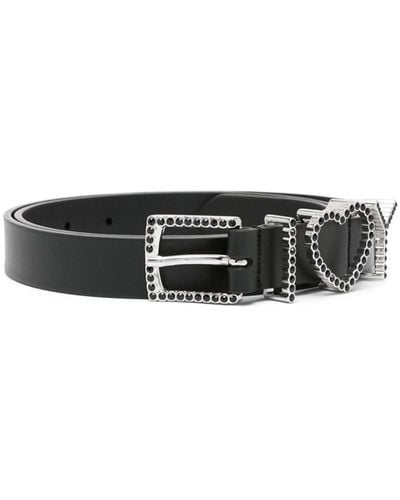 Y. Project Heart Belt Black In Leather - White