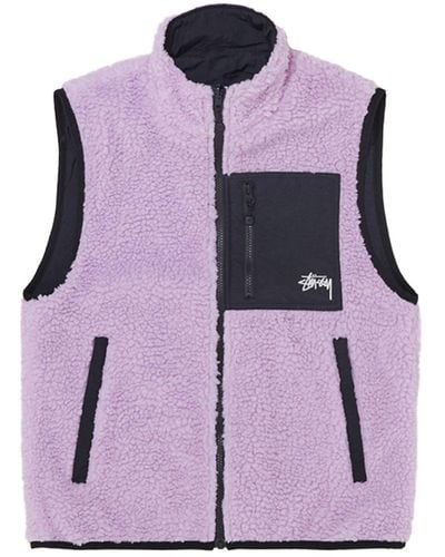 Stussy Sherpa Reversible Vest Men Lavander In Polyester - Purple