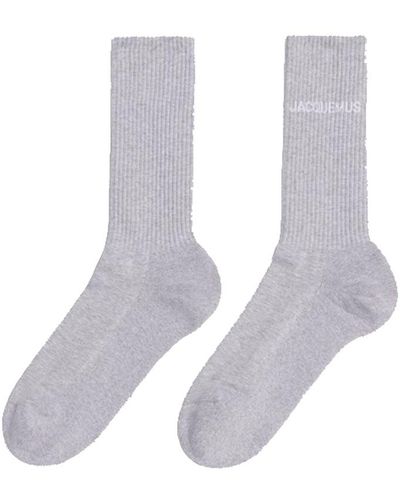Jacquemus Les Chaussettes Socks Grey In Cotton - White