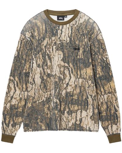 Stussy Basic Stock Thermal T-shirt Men Camouflage In Cotton - Multicolor