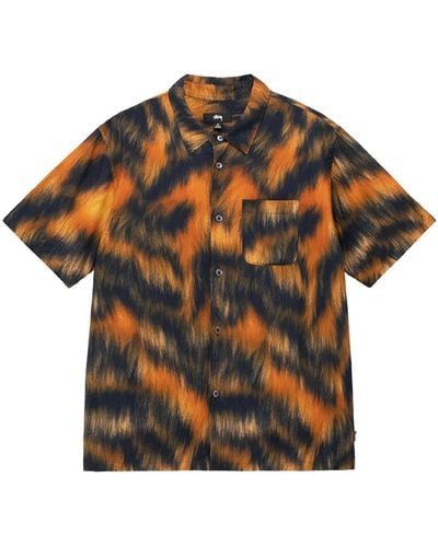 Stussy Fur Print Shirt Tiger In Viscose - Multicolour