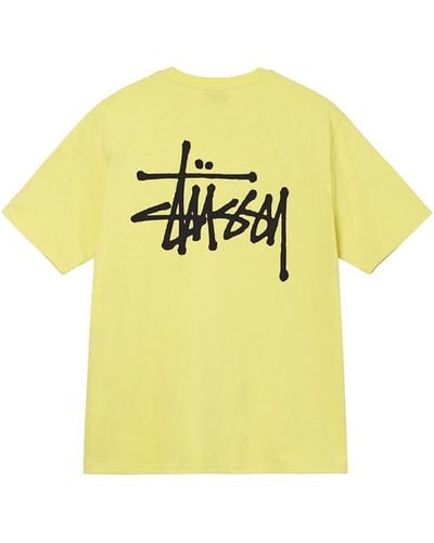 Stussy Basic T-shirt Yellow In Cotton