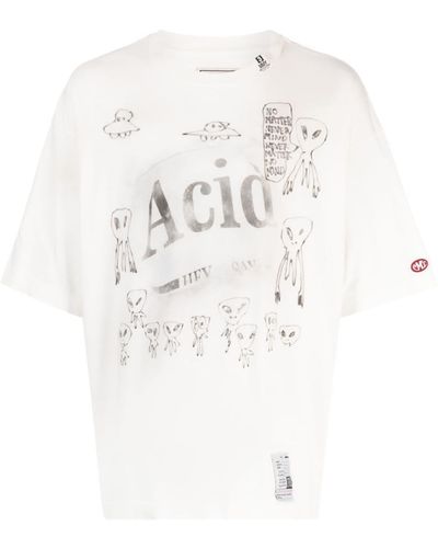 Maison Mihara Yasuhiro Distressed Acid T-shirt Men Black In Cotton - White