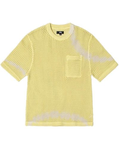 Stussy Odyed Mesh T-shirt Yellow In Cotton