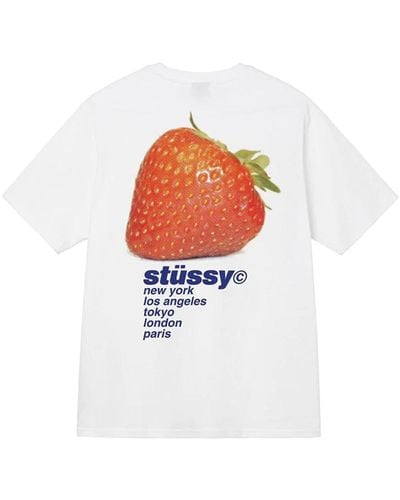Stussy Strawberry T-shirt White In Cotton