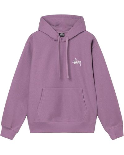 Stussy Basic Hoodie Liliac In Cotton - Purple