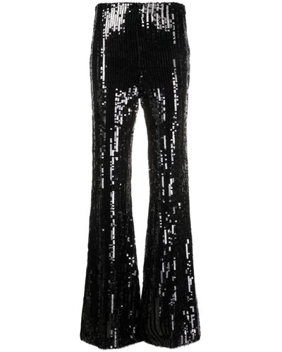 ROTATE BIRGER CHRISTENSEN Rotate Sequined High-waisted Flared Trousers - Black
