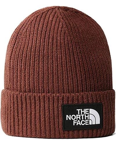 The North Face Logo Box Hat Brown In Wool
