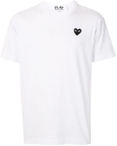 COMME DES GARÇONS PLAY Embroied Logo T-shirt White In Cotton