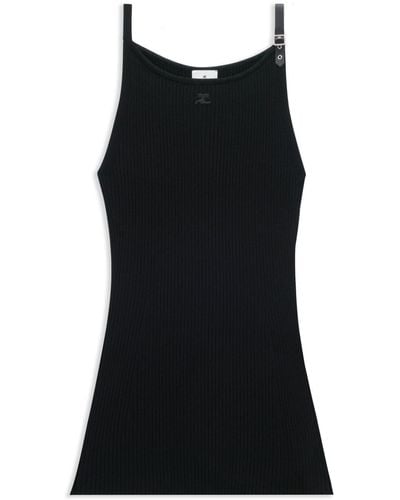 Courreges Ribbed Short Dress - Black