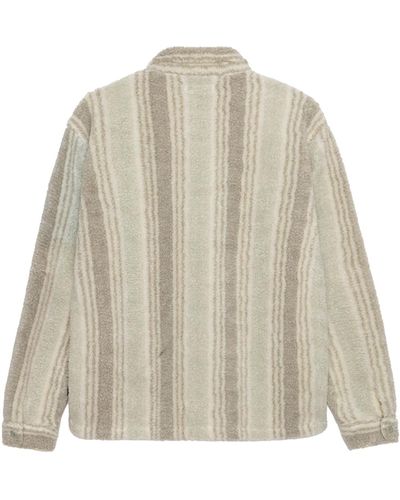 Stussy Stripe Sherpa Shirt Natural In Polyester