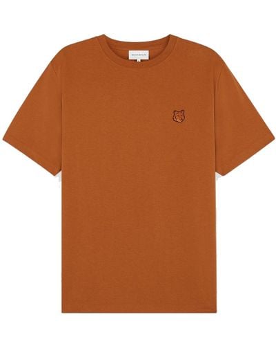 Maison Kitsuné Bold Fox Patch T-shirt Tobacco In Cotton - Brown