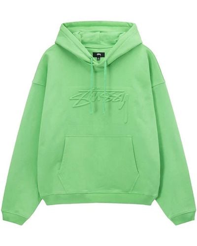 Stussy Relaxed Oversized Hoodie Green In Cotton