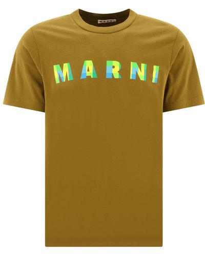Marni Printed T-shirt Men Crete In Cotton - Green