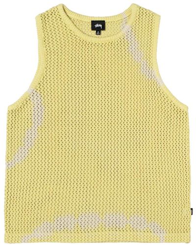 Stussy Odyed Mesh Tank Yellow In Cotton