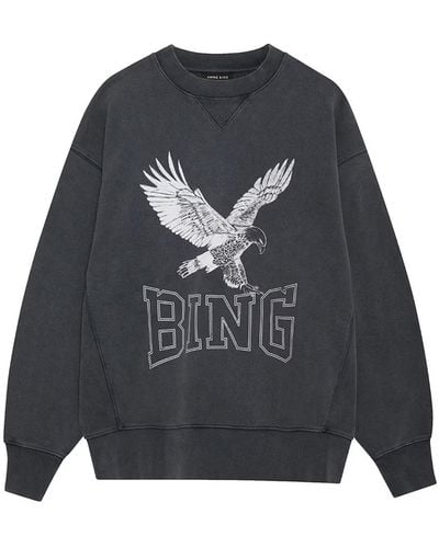 Anine Bing Lili Retro Eagle Sweatshirt Black In Cotton - Grey