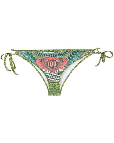 Jean Paul Gaultier Abstract Print Tie Side Bikini Bottoms - Women's - Polyamide/spandex/elastane - Green