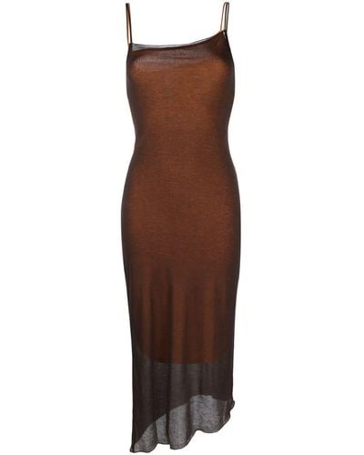Paloma Wool Ribbed Slip Midi Dress - Brown