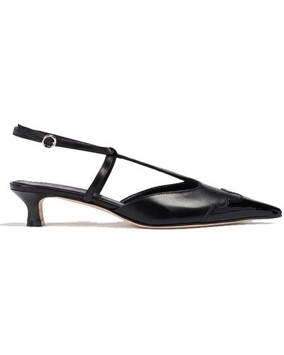 Aeyde Saga Slingback Court Shoes Black In Leather