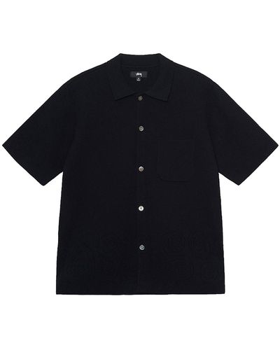 Stussy Perforated Swirl Shirt Black In Cotton - Blue