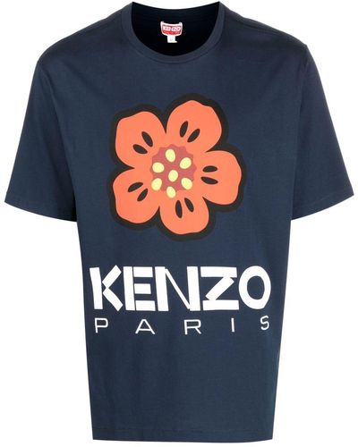 KENZO T-shirt boke flower - Blu