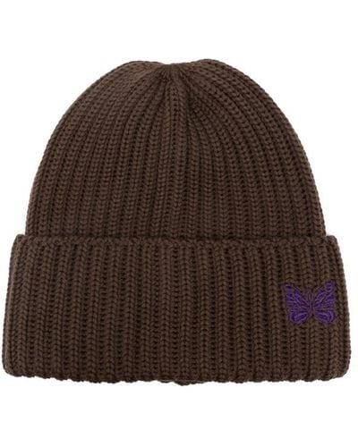 Needles Logo-embroidered Ribbed-knit Beanie - Brown
