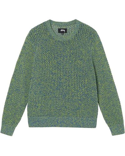 Stussy 2 Tone Loose Jumper Green In Cotton