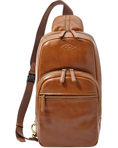 Fossil Mick Leather Slingpack Backpack - Brown
