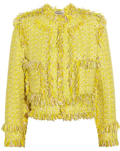 Lanvin Frayed Tweed Jacket - Yellow