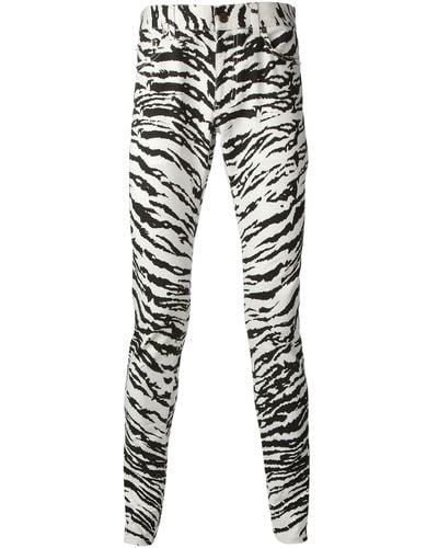 Saint Laurent Zebra Print Skinny Jean - Black