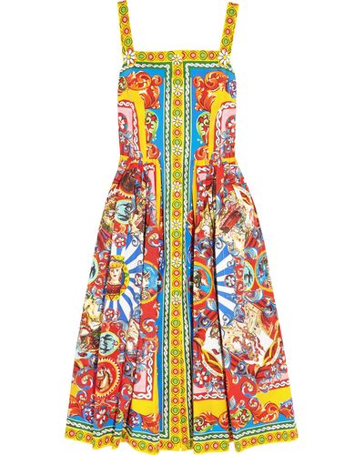 Dolce & Gabbana Printed Cotton-poplin Midi Dress - Multicolour