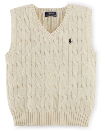 Ralph Lauren Cable-Knit Cotton Sweater Vest - Natural