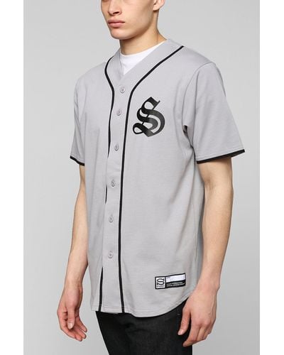 Stussy S Baseball Jersey Tee - Gray
