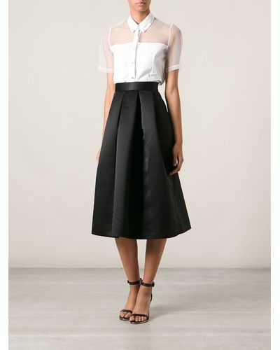 Lulu & Co Satin Box Pleated Skirt - Black